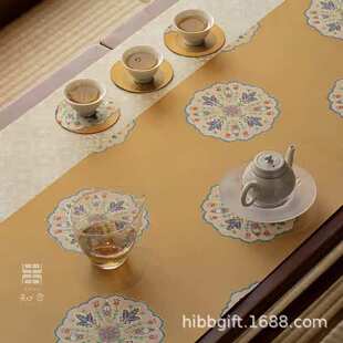 知舍·镜花源茶席套组复古中式 新款 茶桌台布垫子双面禅意布艺桌旗