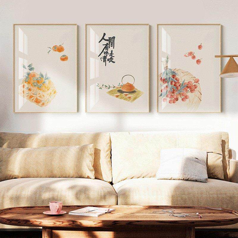新中式餐厅装饰画饭厅厨房餐桌温馨简约背景中国风墙晶瓷挂画壁画