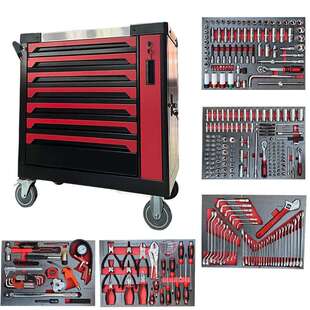 352件机修工具组套推车式汽修工具柜多用途七层重型维修工具车