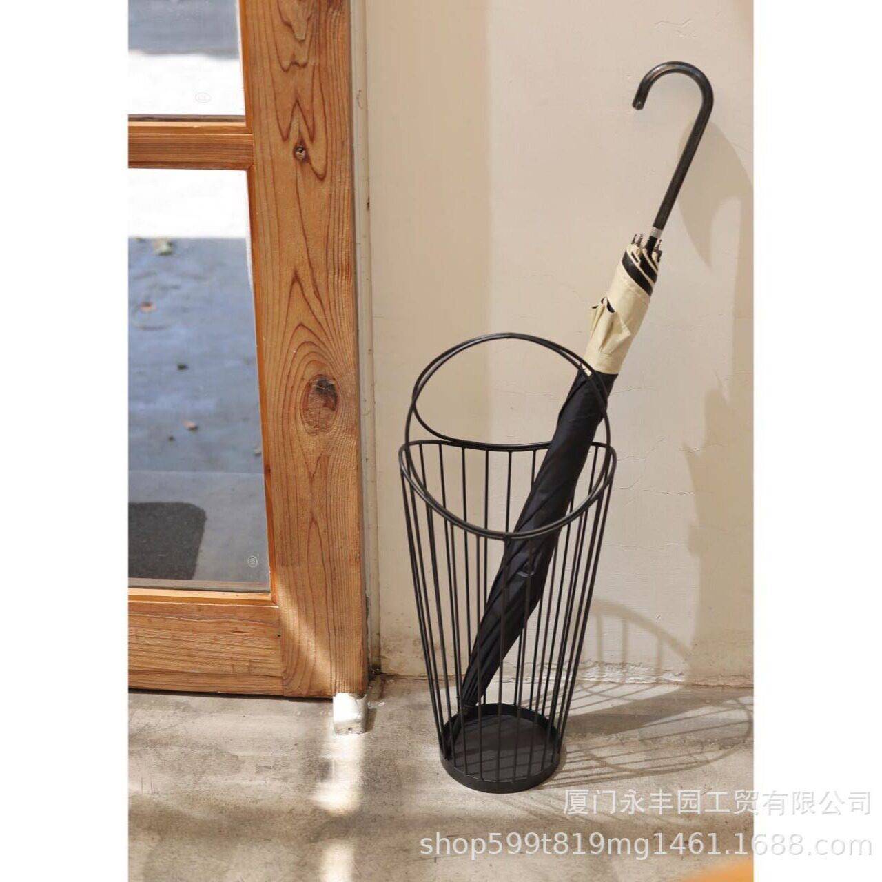 嘻物所 北欧极简约提篮造型伞桶伞架黑色雨伞收纳咖啡馆民宿现