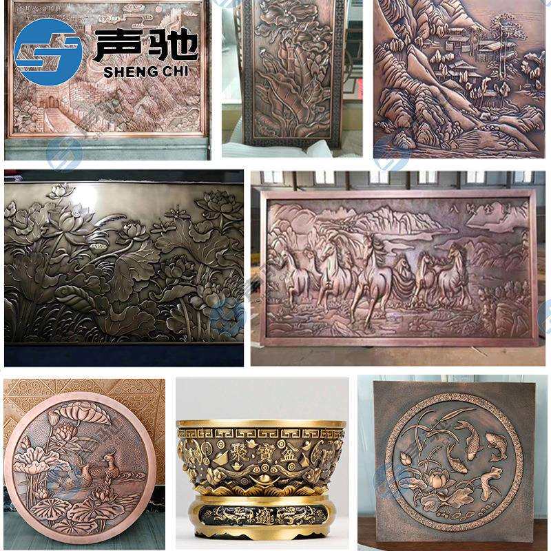 铝板雕刻浮雕屏风仿古铜中式玄关金属隔断欧式铝合金镂空花格雕花