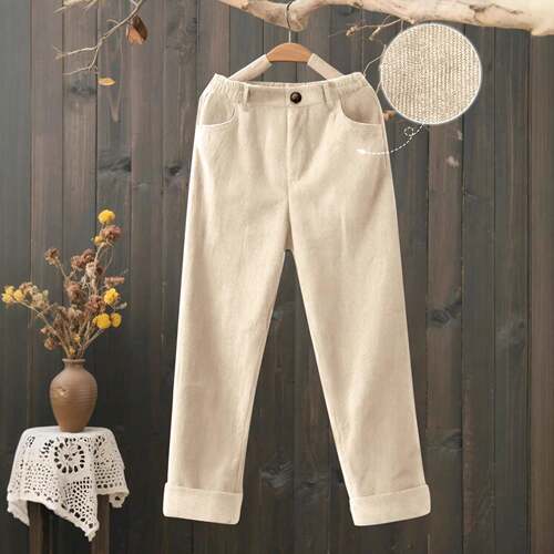 Ezwear Drawstring Waist Wide Leg Pants, Slanted Pocket