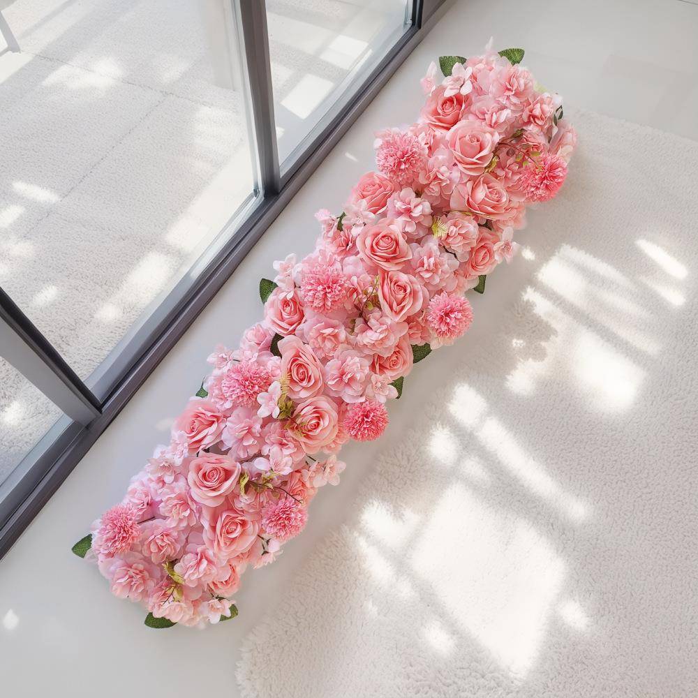 1m仿真花排地排花桌装饰排花婚礼拱门装饰花长条花排婚庆玫瑰花排