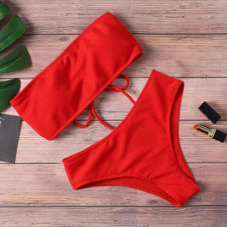 Strapless bikini high waist split swimsuit women's