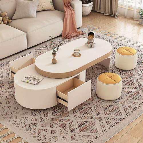 岩板茶桌客厅家用奶油新款现代茶几小户型轻奢简约小茶几伸缩