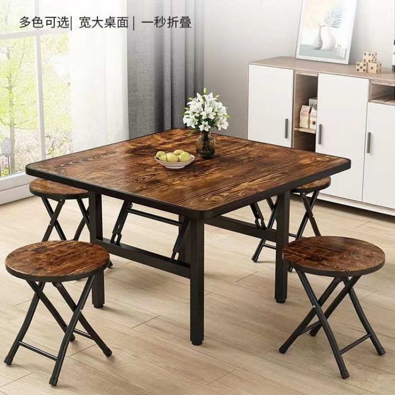 小户型餐桌可折叠地桌矮桌家用吃饭摆地摊桌子烧烤大排档桌正方形