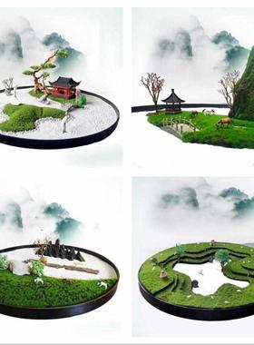 新中式禅意圆桌宴会摆台 酒店时尚旋转桌面景观桌花 包房包厢摆景