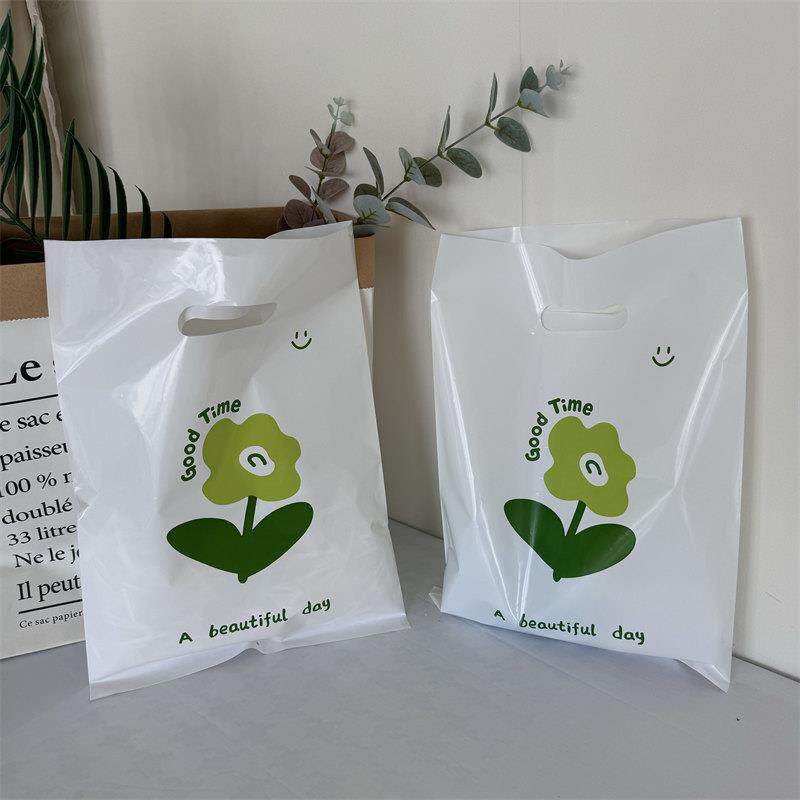 花朵加厚塑料小饰品礼品发夹服装店用手提袋子包装打包胶卡通可爱