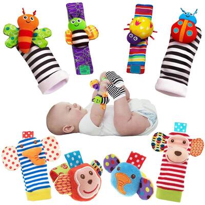 4PCS/SET Baby Rattle Toys Cute Stuffed Animals Wrist Rattle