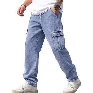 Men's Plus Size Casual Fashion Streetwear Cargo Pocket Jeans