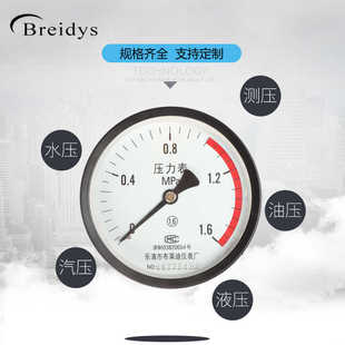 1.6MPa气压表M20 压力表储气罐专用压力表Y100Z带红色警示线0