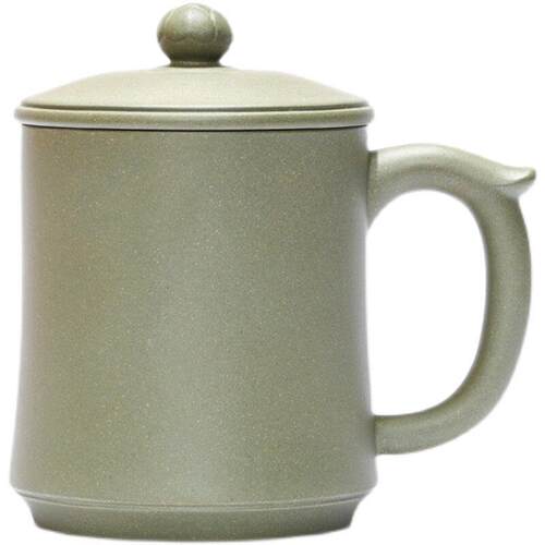 宜兴紫砂杯名家纯手工豆青砂茶杯家用泡茶杯精品盖杯单杯如意480c
