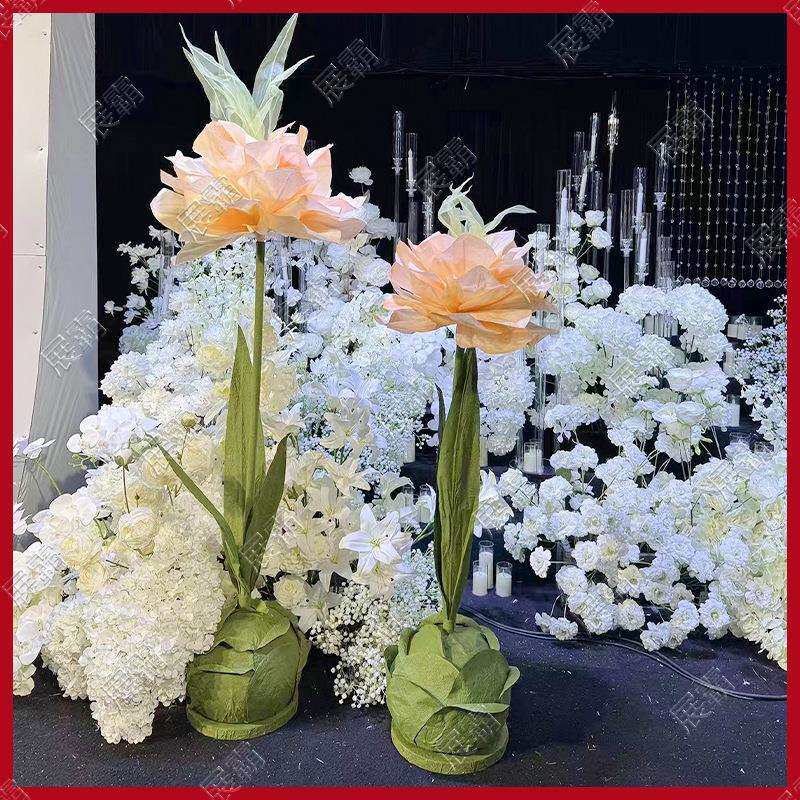 婚庆道具仿真花萌芽酒店婚礼路引花纱花纸花大菠萝花商业橱窗装饰
