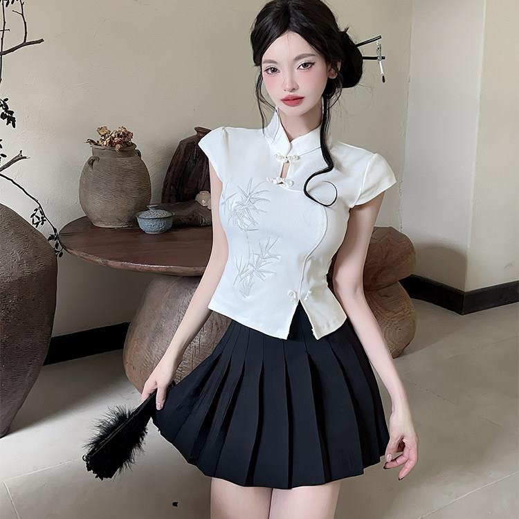 柔式性感足浴工作服旗袍盘扣遮肚子新中式显瘦足疗女技师衣服