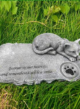 卡通小猫咪狗摆件树脂宠物纪念墓碑花园雕像工艺品公仔创意立体