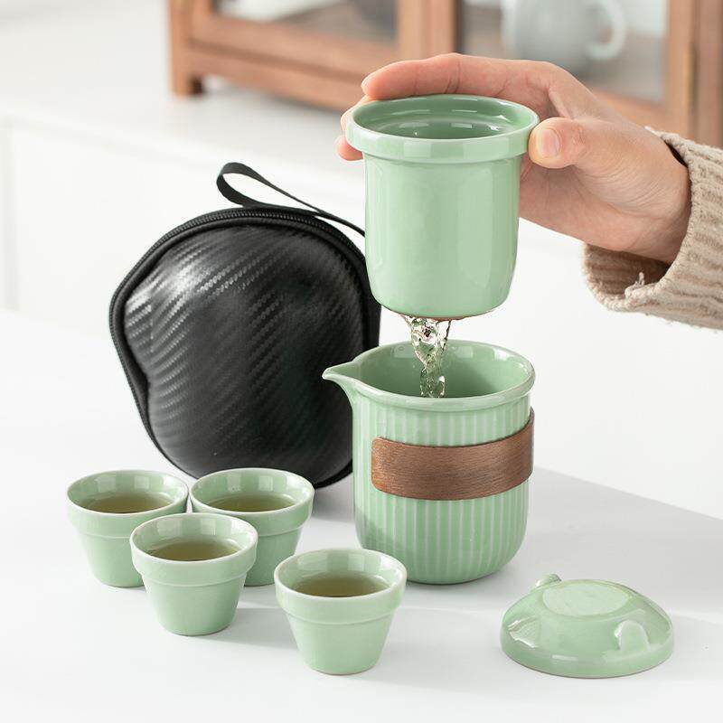 便携式旅行茶具小套装汝窑户外随身简易功夫泡茶壶茶杯露营快客杯