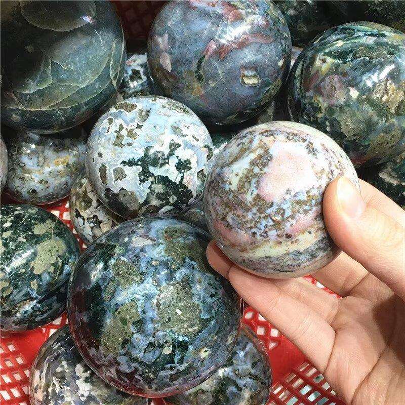 厂家海洋碧玉水晶球健身球手把件跨境热卖能量球居家办公摆件