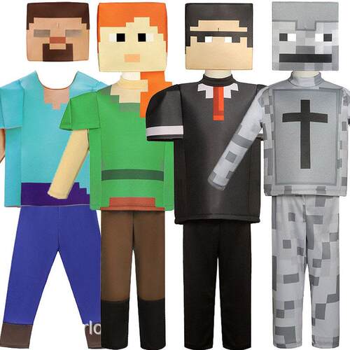 我的世界儿童cos服史蒂夫舞台游戏表演服minecraft末影龙扮演服装