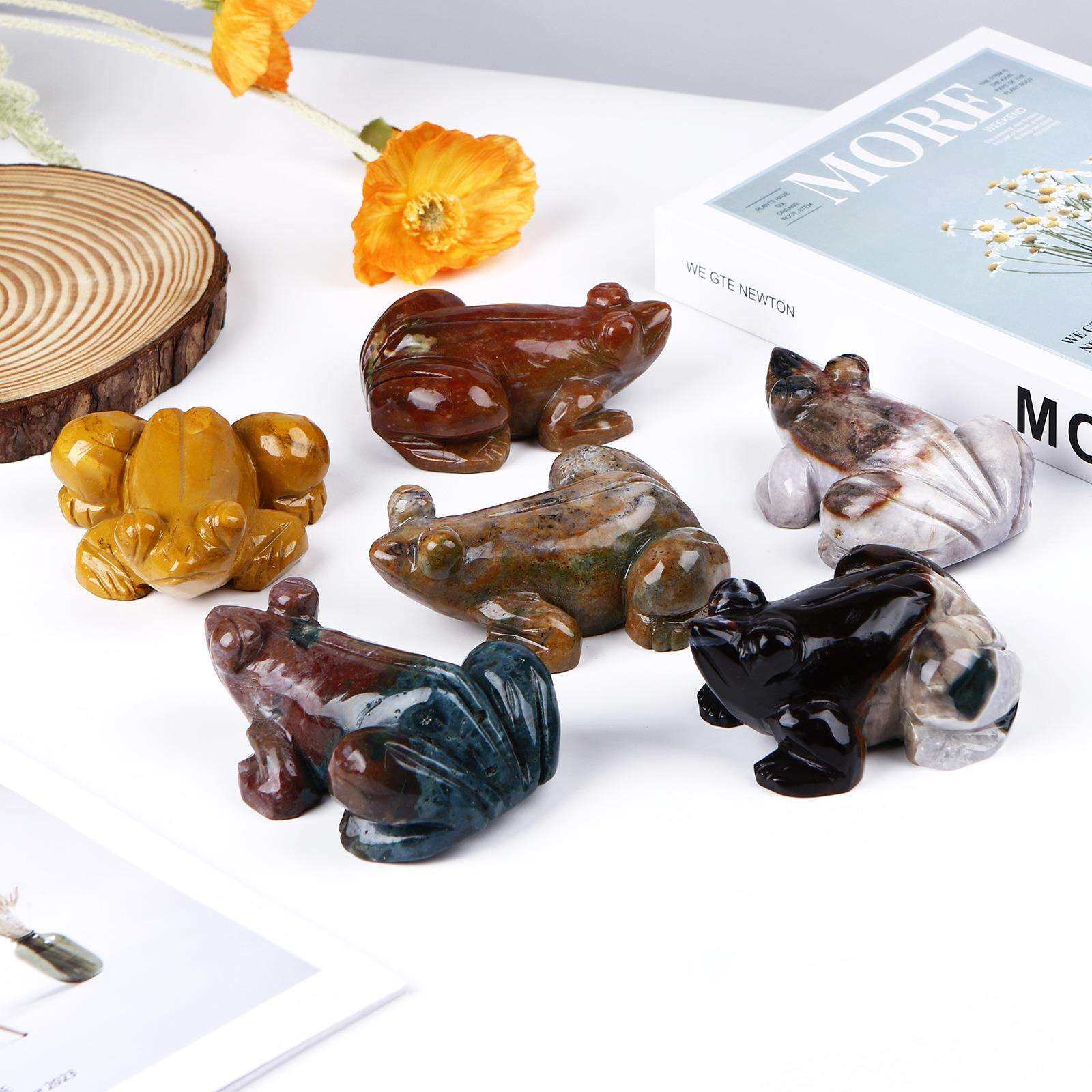 天然水晶摆件青蛙海洋碧玉东海动物车载家居装饰摆件