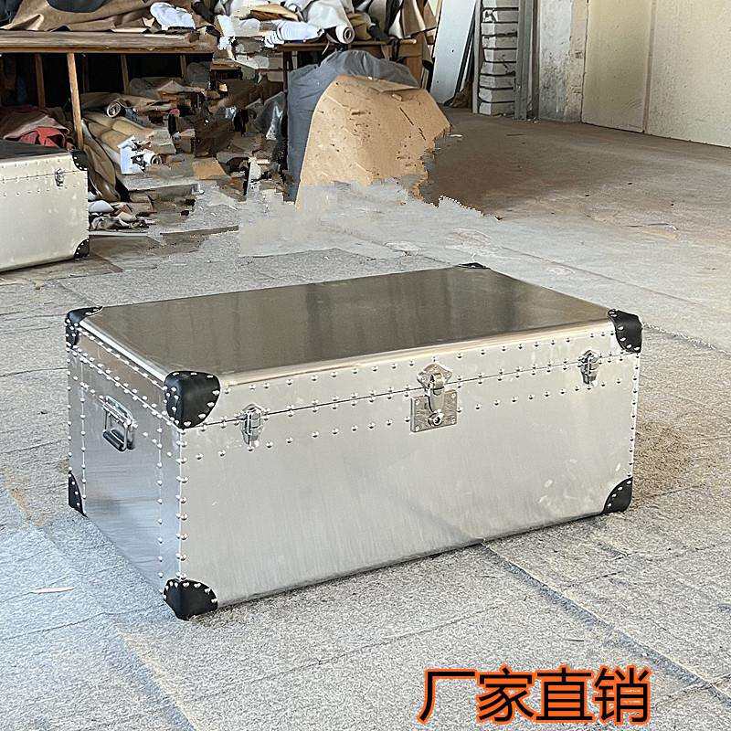 美式乡村loft工业风格复古做旧铝皮储物箱式方形茶几个性茶桌艺术