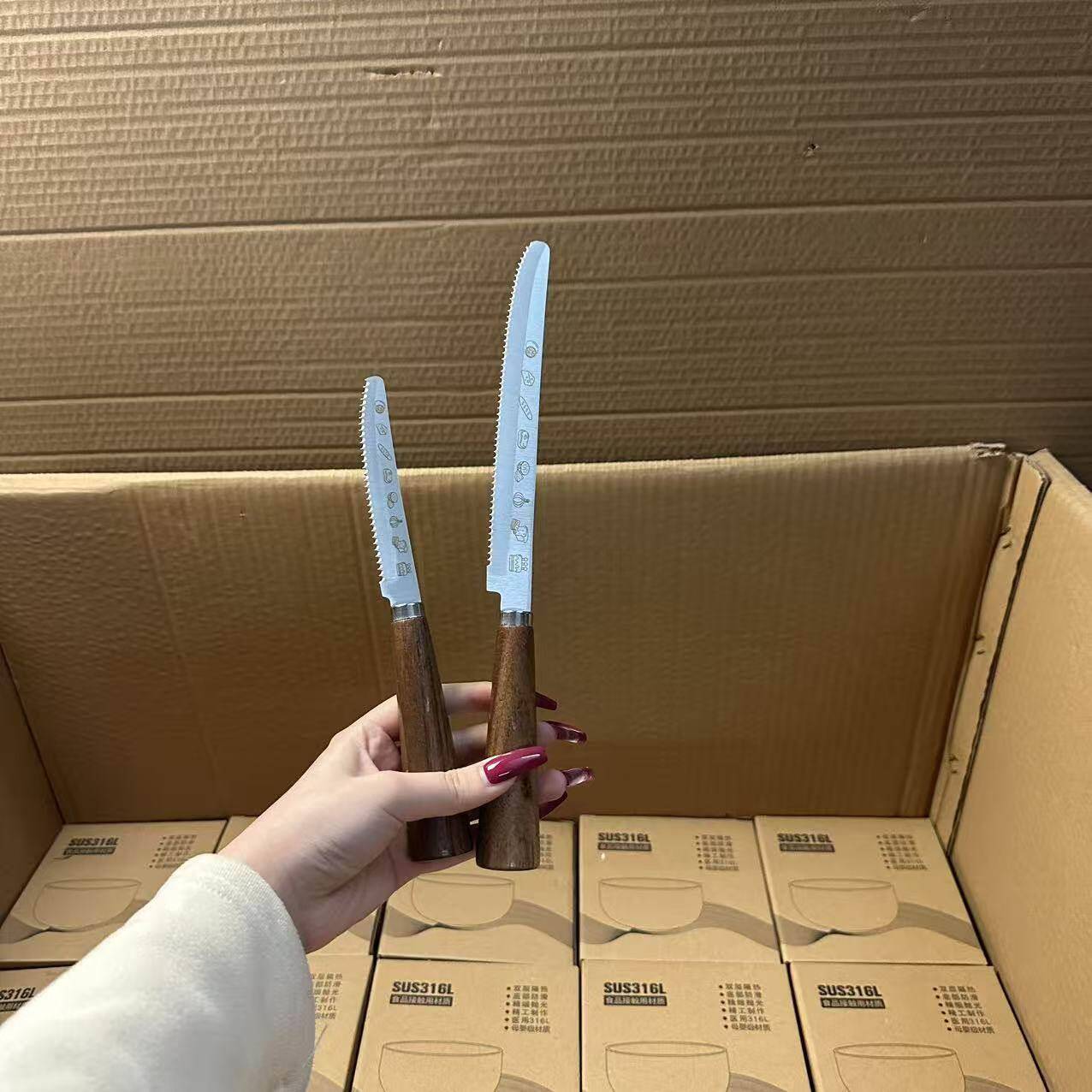 颜一好物 胡桃木不锈钢法棍吐司面包割刀家用烘焙蛋糕牛排锯齿刀