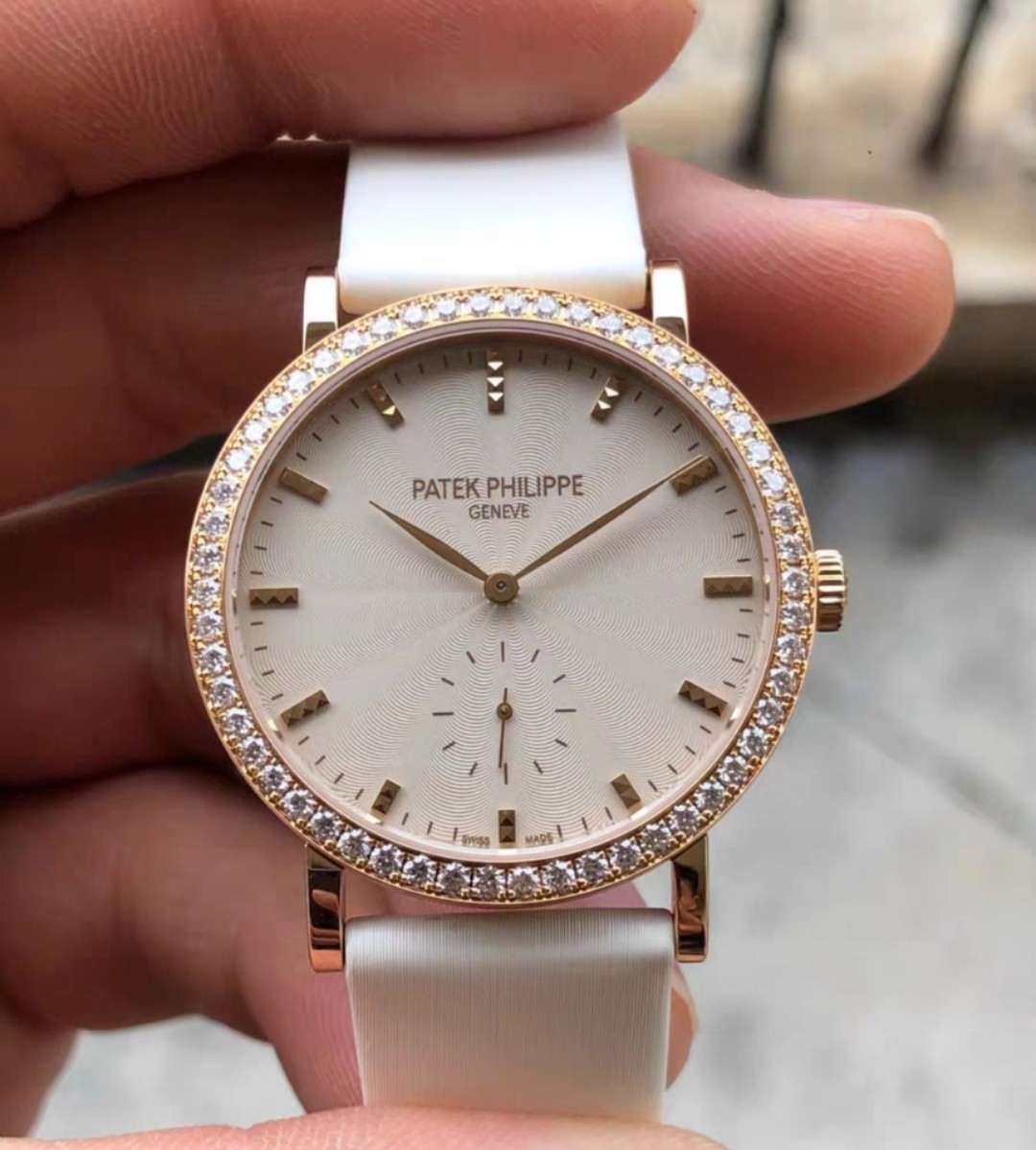 98新31mm百达翡丽古典系列18k玫瑰金原钻7120R手动机械女表正品