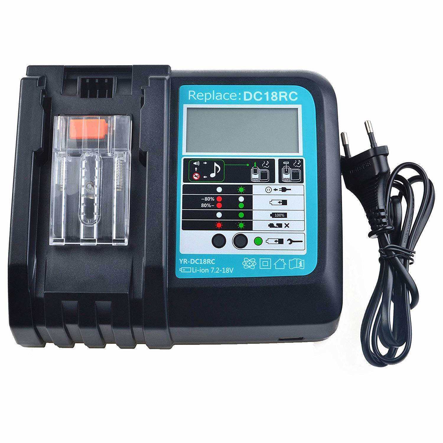替代Makita牡田充电器DC18RC充电器18V锂电池快充带液晶显示USB口