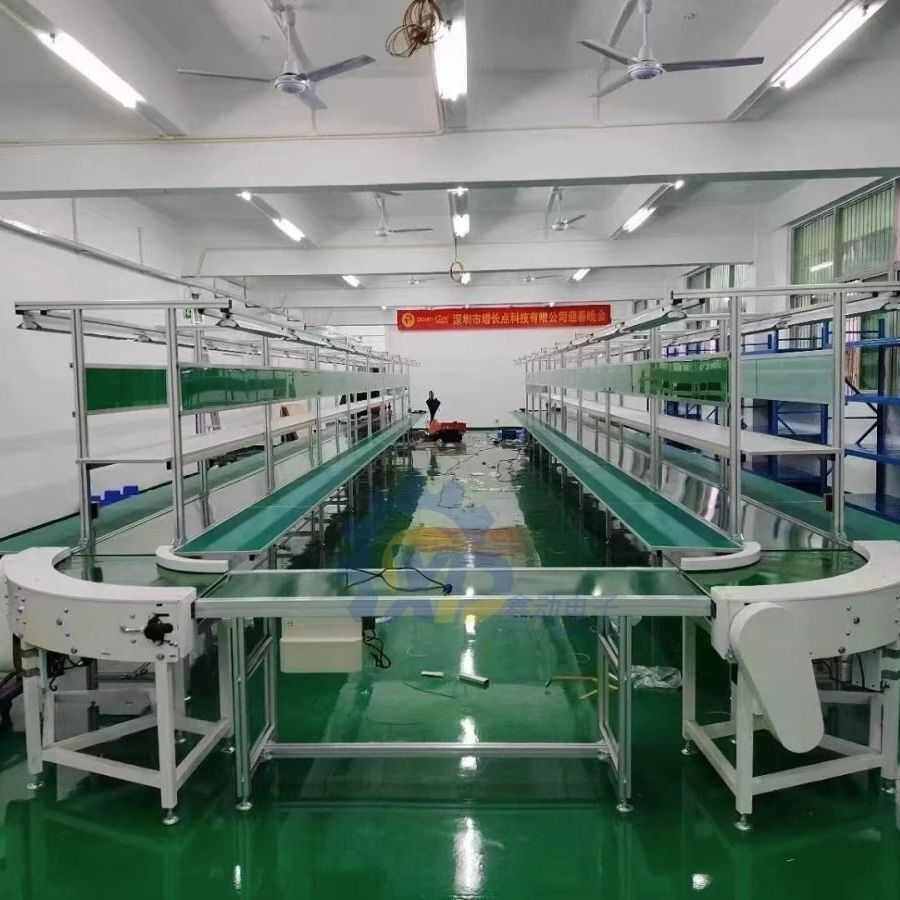 直播转弯机大小型环形流水线皮带输送180度U型滚筒传送带生产线