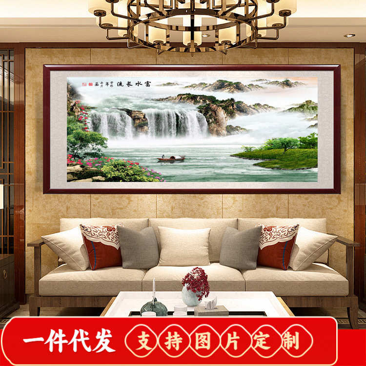 厂家直销2018新款5d钻石画富水长流十字绣满钻石绣风景画流水生财