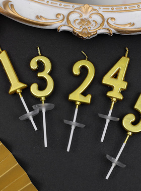 20个金色数字蜡烛生日蛋糕插件 独立盒装银色曲线甜品台派对装饰