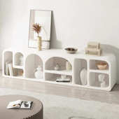 奶油风简约卧室收纳柜电视柜小户型客厅地柜现代北欧白色展示柜