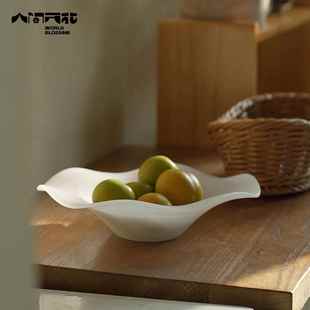 人间开 原创白色云雾餐具家用圆形玻璃波浪盘子沙拉碗果盘Y 花