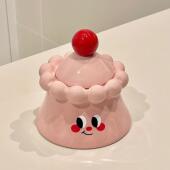 陶瓷烟灰缸可爱搞怪家用客厅带盖子防灰飞高 100个快递 新年