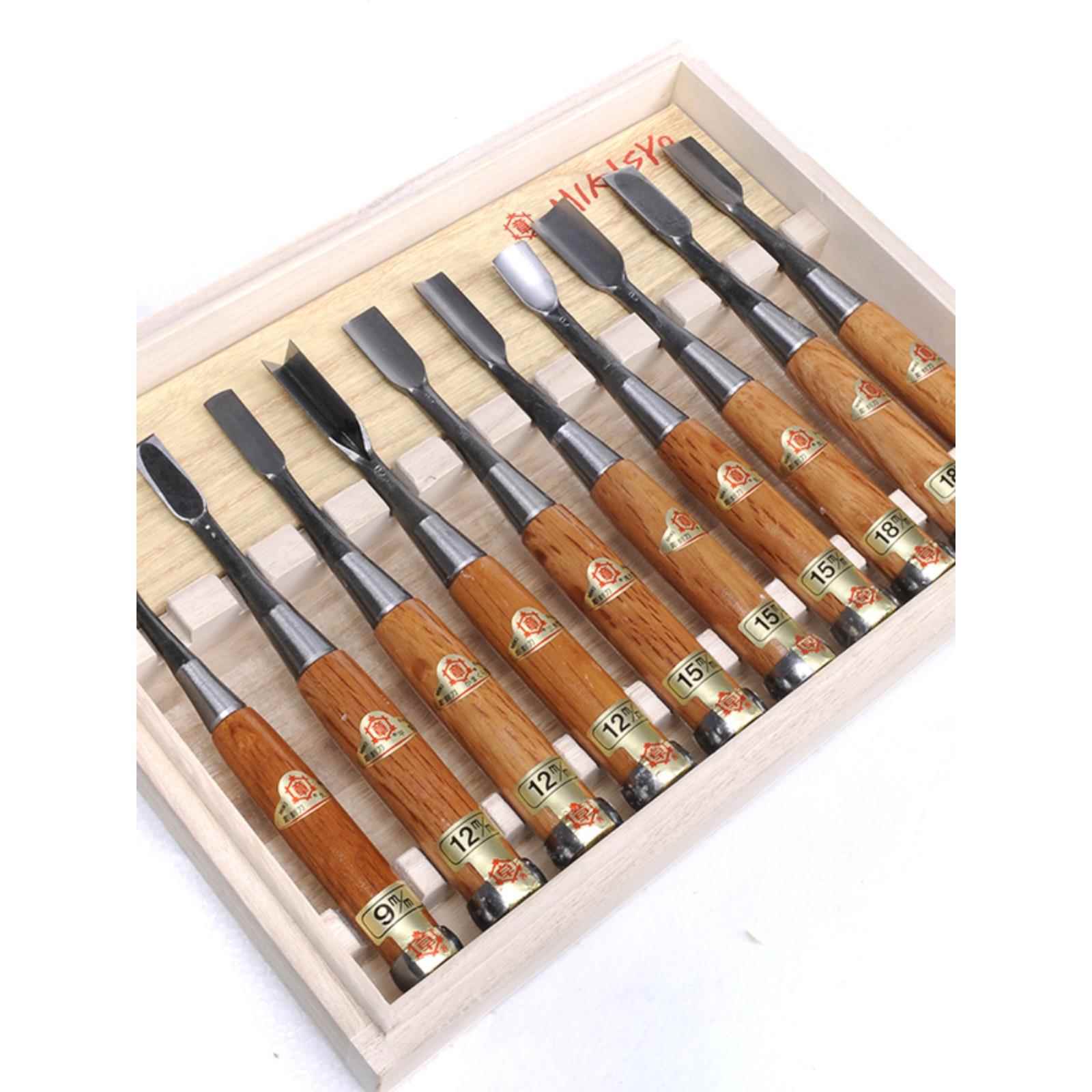 日本进口三木章木工凿套装木雕凿半圆木凿浅丸三角木箱10工具diy