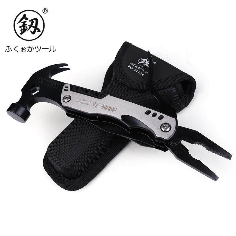 釰福冈工具户外多功能羊角锤钳子组合车载安全锤野营折叠工具野外