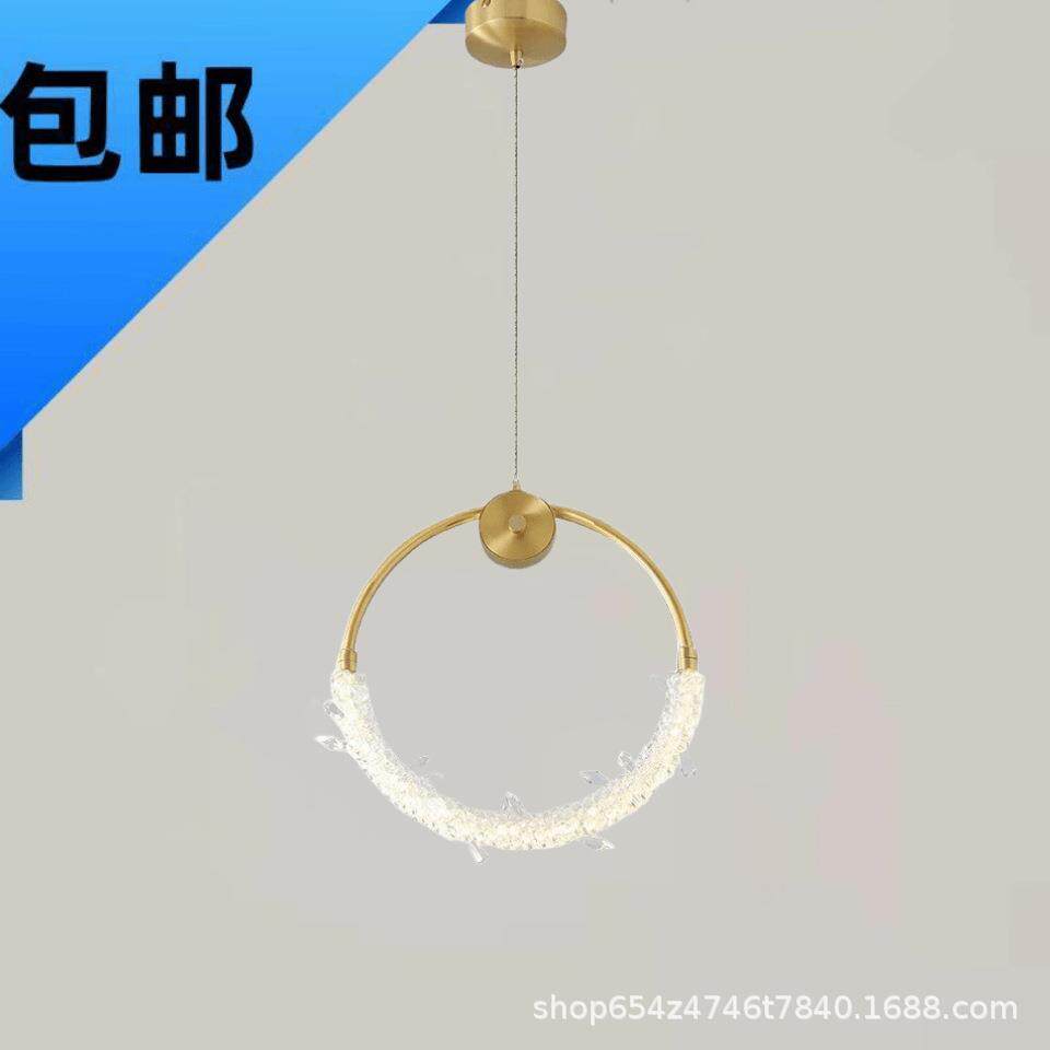 法式后现代创意广东中山灯具田园水晶灯轻奢唯美圆环床头吊灯单头