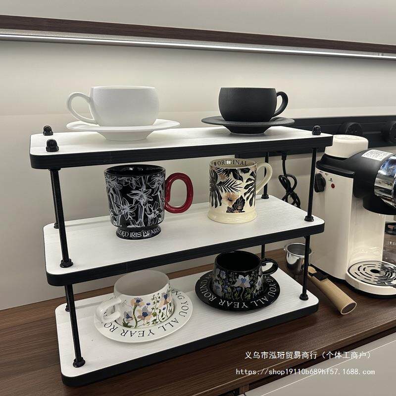 中古杯架实木杯子收纳置物架厨房咖啡角餐边柜桌面护肤品整理架子