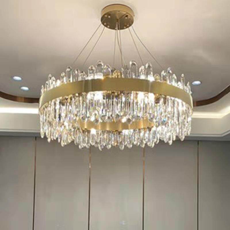 直销无极调光轻奢水晶吊灯LED不锈钢客厅灯北欧简约餐厅灯具