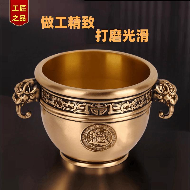 缸象鼻黄铜聚宝盆开业香炉缸纯招财铜摆件客厅米缸礼品乔迁办公室