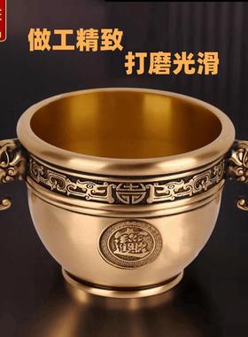 铜缸纯黄铜象鼻招财缸客厅办公室聚宝盆米缸香炉摆件乔迁开业礼品