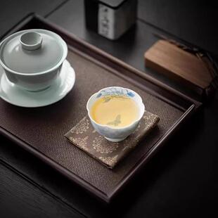 手绘青花主人杯单杯花口品茗杯女闻香杯小清新陶瓷茶杯茶盏聚香杯