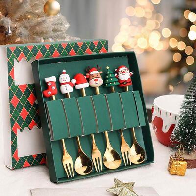 Merry Christmas spork Spoon set coffee spoon Fruit fork gift