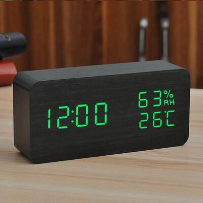 Alarm clock bedside luminous electronic clock LED wooden闹钟