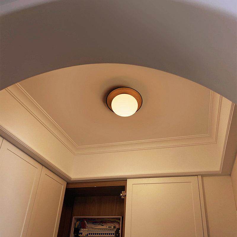 原木侘寂风吸顶灯复古中古奶油日式入户玄关阳台过道卫生间小灯具