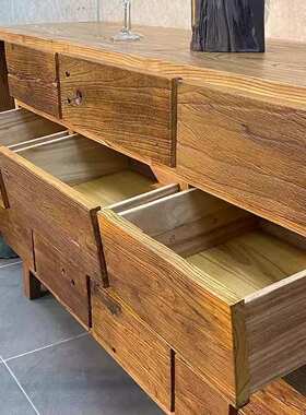 木斗复古储物柜宿寂柜全木置矮柜家用物老民边玄关餐侘柜实风柜柜