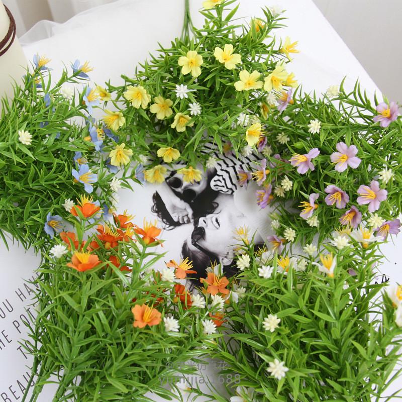 仿真栅栏绿植栅栏花墙角阳隔断遮挡装饰满天星花摆设花槽盆栽