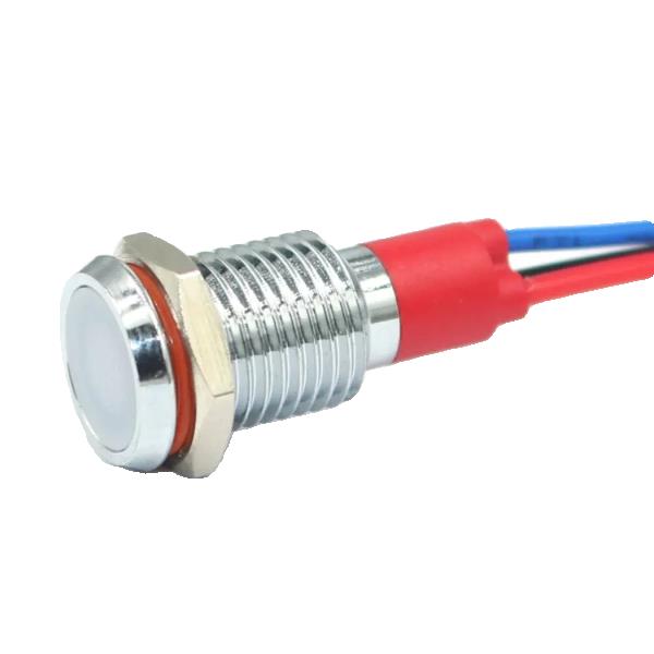 10MM金属LED指示灯3V5V6V12V24V220V双色三色红绿蓝黄带线15厘米