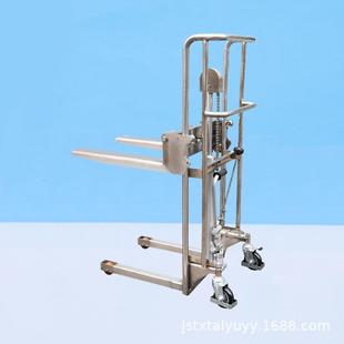 供应04不锈钢手动堆高车轻型液压升高车小型模具升降车搬运叉车