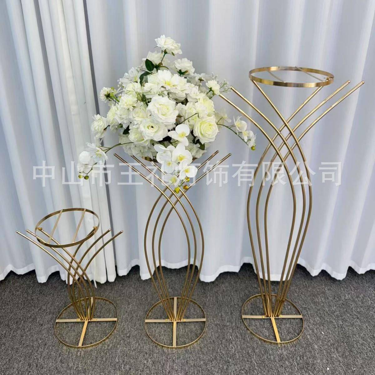 新款婚庆道具铁艺鱼美人花架路引美人鱼桌花花器婚礼t台路引摆件