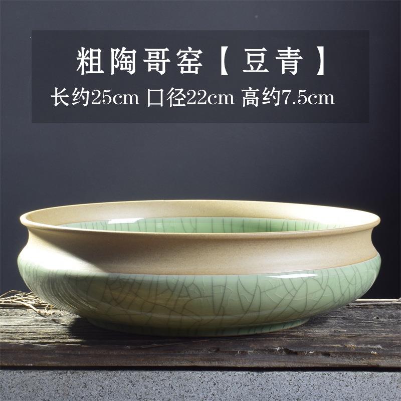 大号水仙花盆陶瓷无孔一叶莲盆碗莲哥窑圆形水培铜钱草水养植凌之